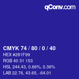 Color code: CMYK 74 / 80 / 0 / 40 | qconv.com