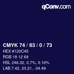 Color code: CMYK 74 / 83 / 0 / 73 | qconv.com