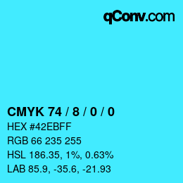 颜色代码: CMYK 74 / 8 / 0 / 0 | qconv.com
