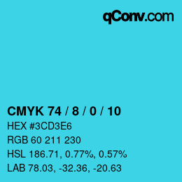 カラーコード: CMYK 74 / 8 / 0 / 10 | qconv.com