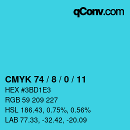 カラーコード: CMYK 74 / 8 / 0 / 11 | qconv.com