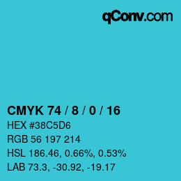 Color code: CMYK 74 / 8 / 0 / 16 | qconv.com