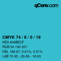 Color code: CMYK 74 / 8 / 0 / 19 | qconv.com