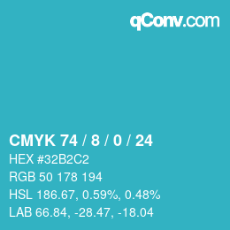 カラーコード: CMYK 74 / 8 / 0 / 24 | qconv.com