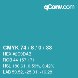 Color code: CMYK 74 / 8 / 0 / 33 | qconv.com