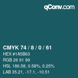 Color code: CMYK 74 / 8 / 0 / 61 | qconv.com