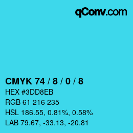Color code: CMYK 74 / 8 / 0 / 8 | qconv.com