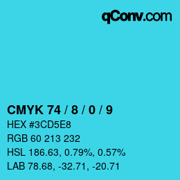 カラーコード: CMYK 74 / 8 / 0 / 9 | qconv.com