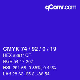 Color code: CMYK 74 / 92 / 0 / 19 | qconv.com