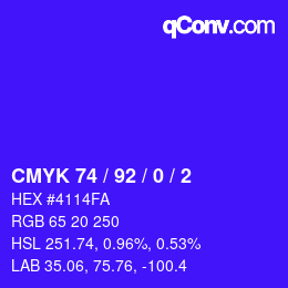 Farbcode: CMYK 74 / 92 / 0 / 2 | qconv.com