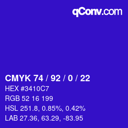Farbcode: CMYK 74 / 92 / 0 / 22 | qconv.com