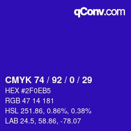Color code: CMYK 74 / 92 / 0 / 29 | qconv.com