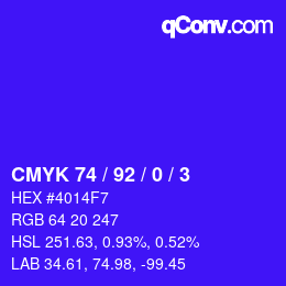 Color code: CMYK 74 / 92 / 0 / 3 | qconv.com