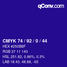 Color code: CMYK 74 / 92 / 0 / 44 | qconv.com