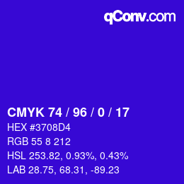 颜色代码: CMYK 74 / 96 / 0 / 17 | qconv.com