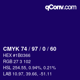 Farbcode: CMYK 74 / 97 / 0 / 60 | qconv.com