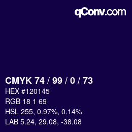 Color code: CMYK 74 / 99 / 0 / 73 | qconv.com