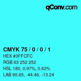 Color code: CMYK 75 / 0 / 0 / 1 | qconv.com