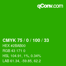 Color code: CMYK 75 / 0 / 100 / 33 | qconv.com