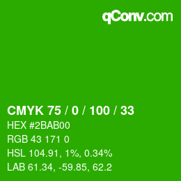 Color code: CMYK 75 / 0 / 100 / 33 | qconv.com