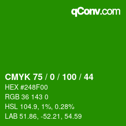 Color code: CMYK 75 / 0 / 100 / 44 | qconv.com