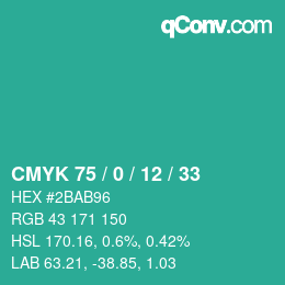 Color code: CMYK 75 / 0 / 12 / 33 | qconv.com