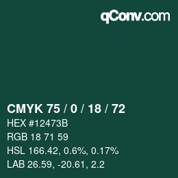 Color code: CMYK 75 / 0 / 18 / 72 | qconv.com