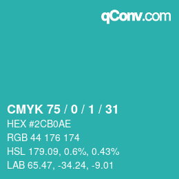 カラーコード: CMYK 75 / 0 / 1 / 31 | qconv.com