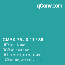 Color code: CMYK 75 / 0 / 1 / 36 | qconv.com