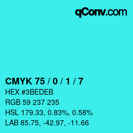 カラーコード: CMYK 75 / 0 / 1 / 7 | qconv.com