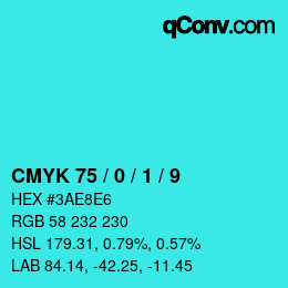 カラーコード: CMYK 75 / 0 / 1 / 9 | qconv.com