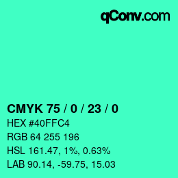 Color code: CMYK 75 / 0 / 23 / 0 | qconv.com