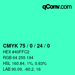 颜色代码: CMYK 75 / 0 / 24 / 0 | qconv.com