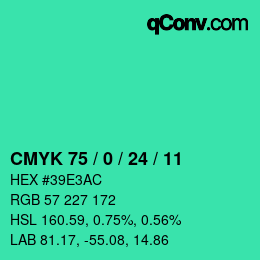 カラーコード: CMYK 75 / 0 / 24 / 11 | qconv.com