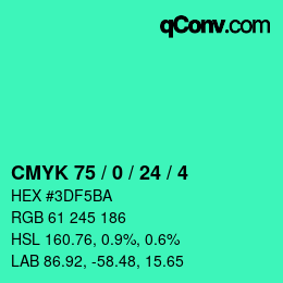 颜色代码: CMYK 75 / 0 / 24 / 4 | qconv.com
