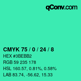 カラーコード: CMYK 75 / 0 / 24 / 8 | qconv.com