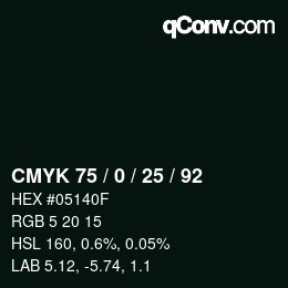 Color code: CMYK 75 / 0 / 25 / 92 | qconv.com