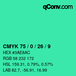 颜色代码: CMYK 75 / 0 / 26 / 9 | qconv.com