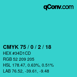 Color code: CMYK 75 / 0 / 2 / 18 | qconv.com