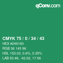 Color code: CMYK 75 / 0 / 34 / 43 | qconv.com