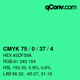 Color code: CMYK 75 / 0 / 37 / 4 | qconv.com