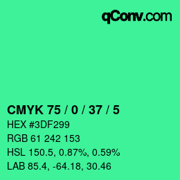 Color code: CMYK 75 / 0 / 37 / 5 | qconv.com