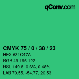 Color code: CMYK 75 / 0 / 38 / 23 | qconv.com