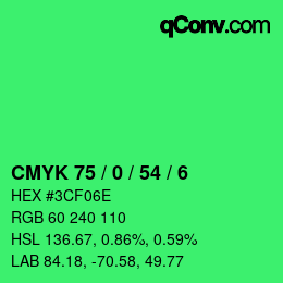 Color code: CMYK 75 / 0 / 54 / 6 | qconv.com