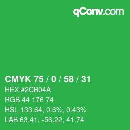 Color code: CMYK 75 / 0 / 58 / 31 | qconv.com