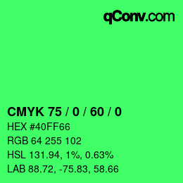 颜色代码: CMYK 75 / 0 / 60 / 0 | qconv.com