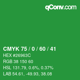 颜色代码: CMYK 75 / 0 / 60 / 41 | qconv.com