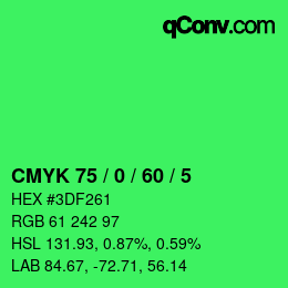 カラーコード: CMYK 75 / 0 / 60 / 5 | qconv.com