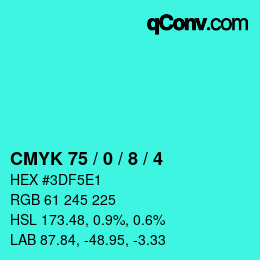 颜色代码: CMYK 75 / 0 / 8 / 4 | qconv.com