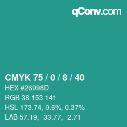 Color code: CMYK 75 / 0 / 8 / 40 | qconv.com